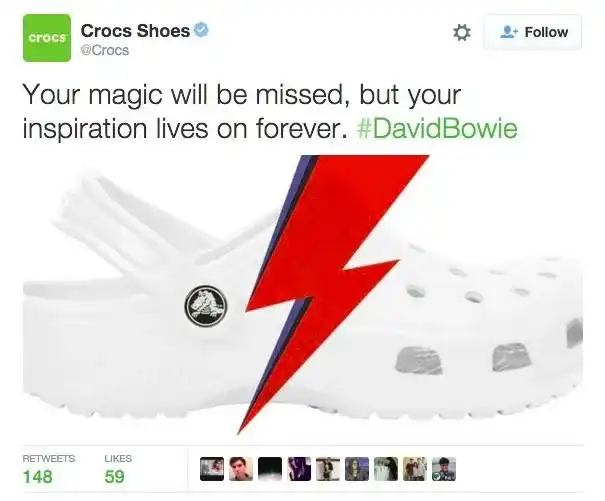 David Bowie crocs